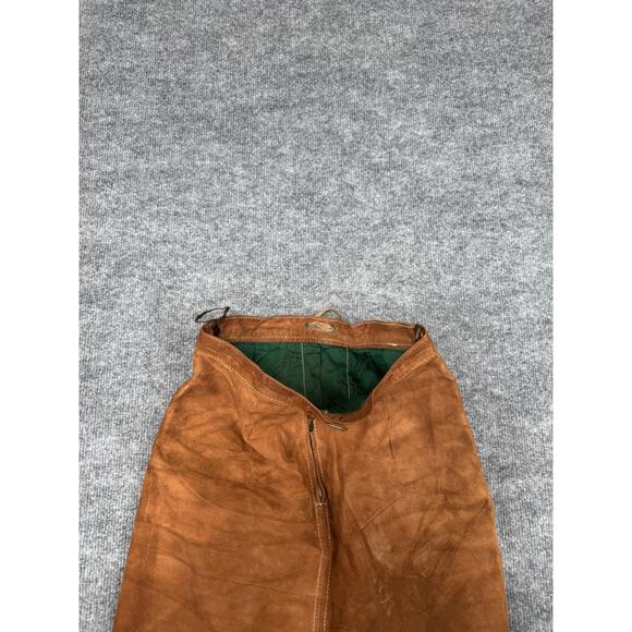 Vintage Brown Suede Leather Mini Skirt LaceUp Back Zipper Front Green Lining 70s - Picture 8 of 14